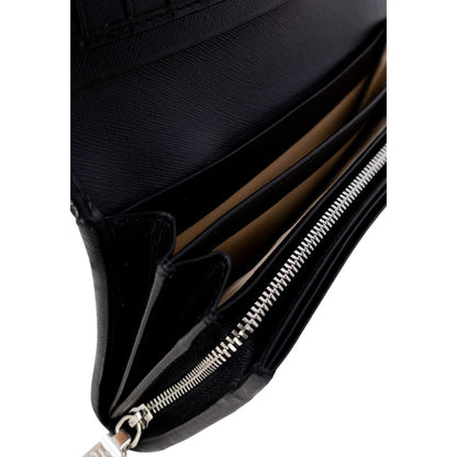 Interior view of Alviero Martini Prima Classe Black Leather Wallet with compartments and zipper
