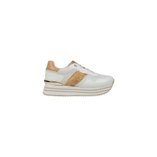 Alviero Martini Prima Classe White Polyethylene Platform Sneakers with elegant details, ideal for city strolls and outings.