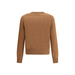 Back view of Ami Paris Ami De Coeur Cardigan in brown with ribbed cuffs and hem, showcasing simple, refined design. 