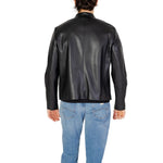 Back view of Armani Exchange Black Polyester Jackets & Coat, featuring technical fabric and sleek design for urban style.