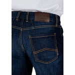 Armani Exchange Blue Cotton Bermuda featuring back pocket and logo patch; men's spring/summer collection