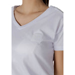Armani Exchange White Cotton T-Shirt for women, short-sleeved, 100% cotton, stylish casual wear.