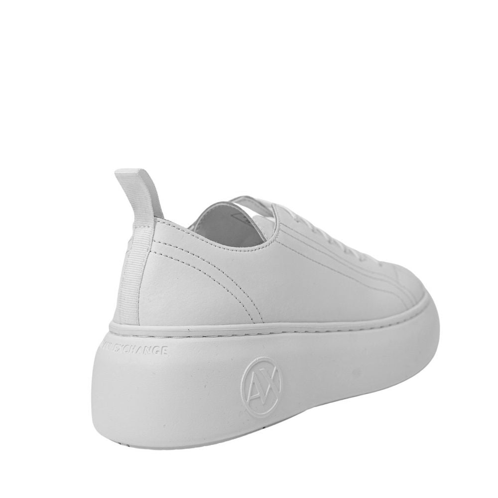 Armani Exchange White Leather Platform Sneakers