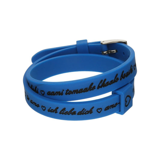Il MEZZOMETRO Mod. I LOVE YOU SILVER BUCKLE EDITION - BLUE - Bracciale in silicone/silicone bracelet