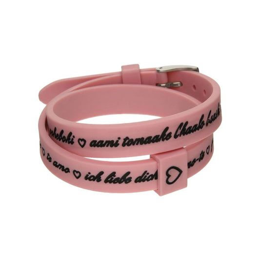 Il MEZZOMETRO Mod. I LOVE YOU SILVER BUCKLE EDITION - PINK - Bracciale in silicone/silicone bracelet