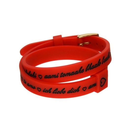 Il MEZZOMETRO Mod. I LOVE YOU GOLD BUCKLE EDITION - RED - Bracciale in silicone/silicone bracelet