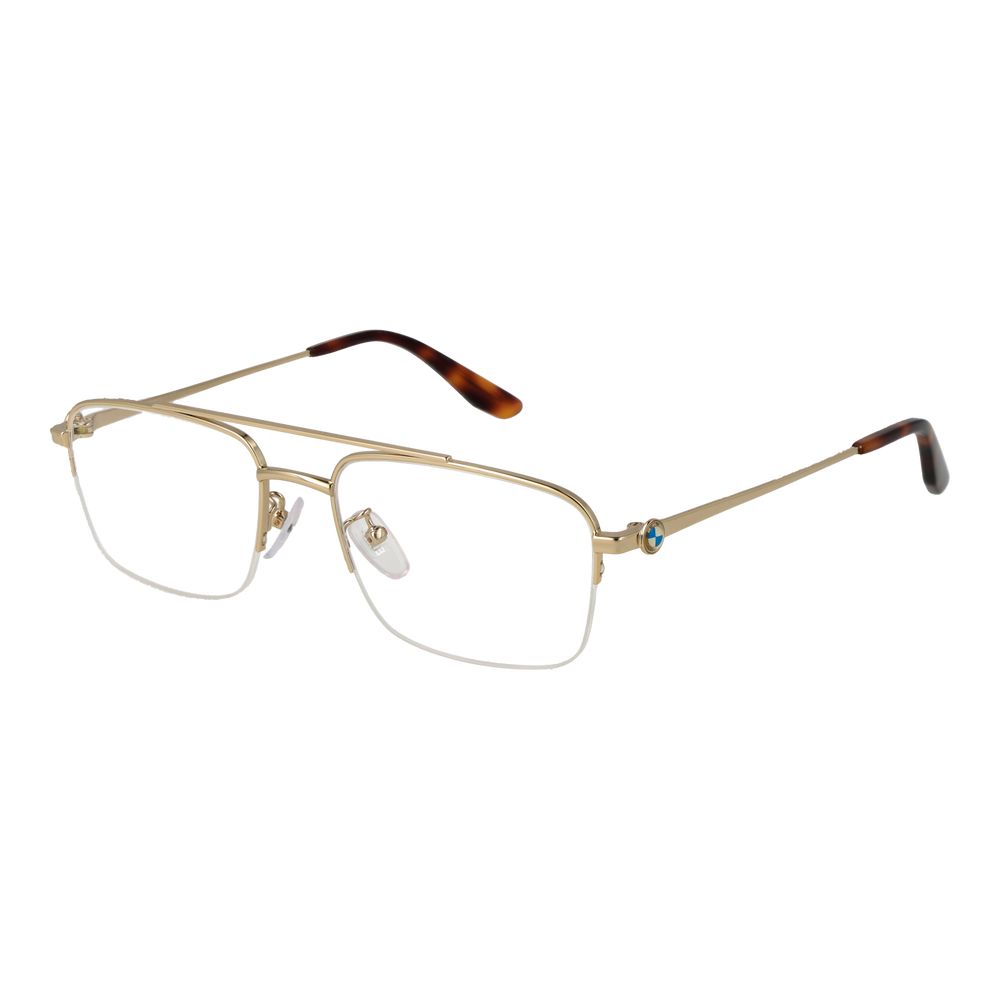 BMW Gold Metal Glasses (Frames) for men with half-rim design, gold metal frame, and demo lenses.