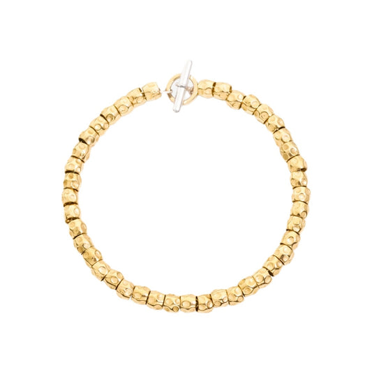 Gold beaded bracelet showcasing BRACCIALI DODO MOD. DBB905AGRANEGOGOAL design with toggle clasp.