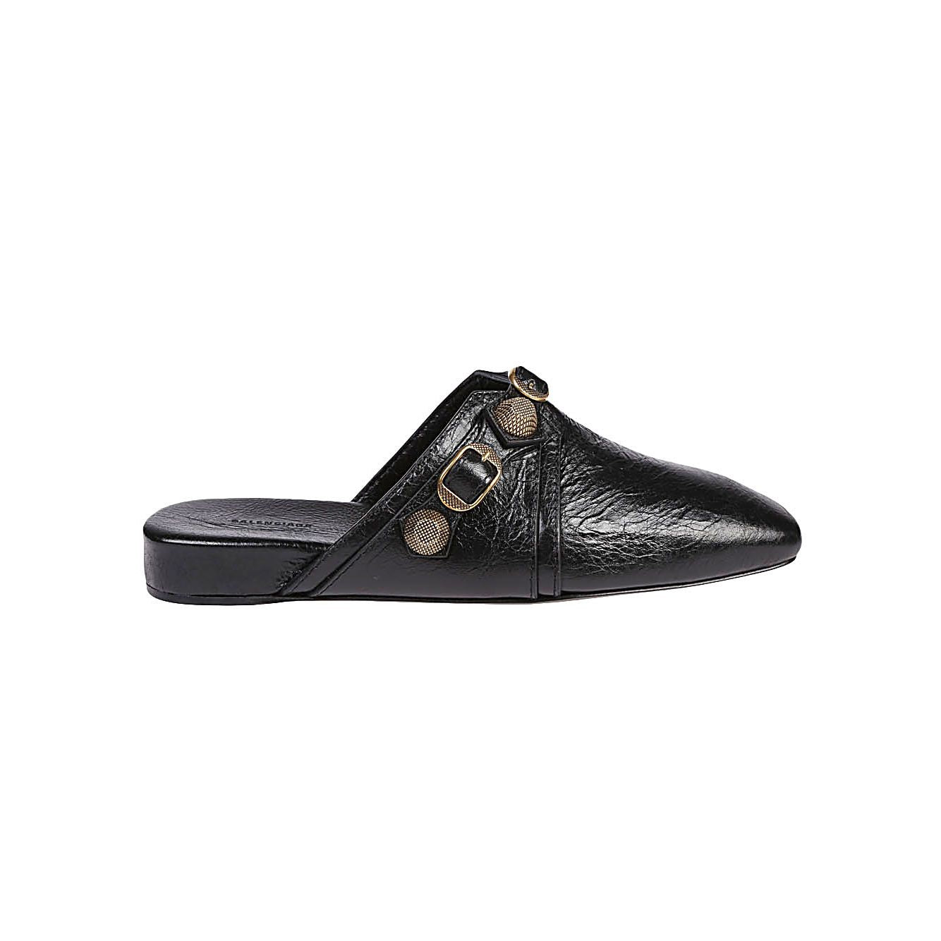 Balenciaga Cozy Cagole leather mules in black Sandals