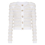 Balmain Long-sleeved tweed-effect knit cardigan Topwear