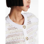 Balmain Long-sleeved tweed-effect knit cardigan Topwear