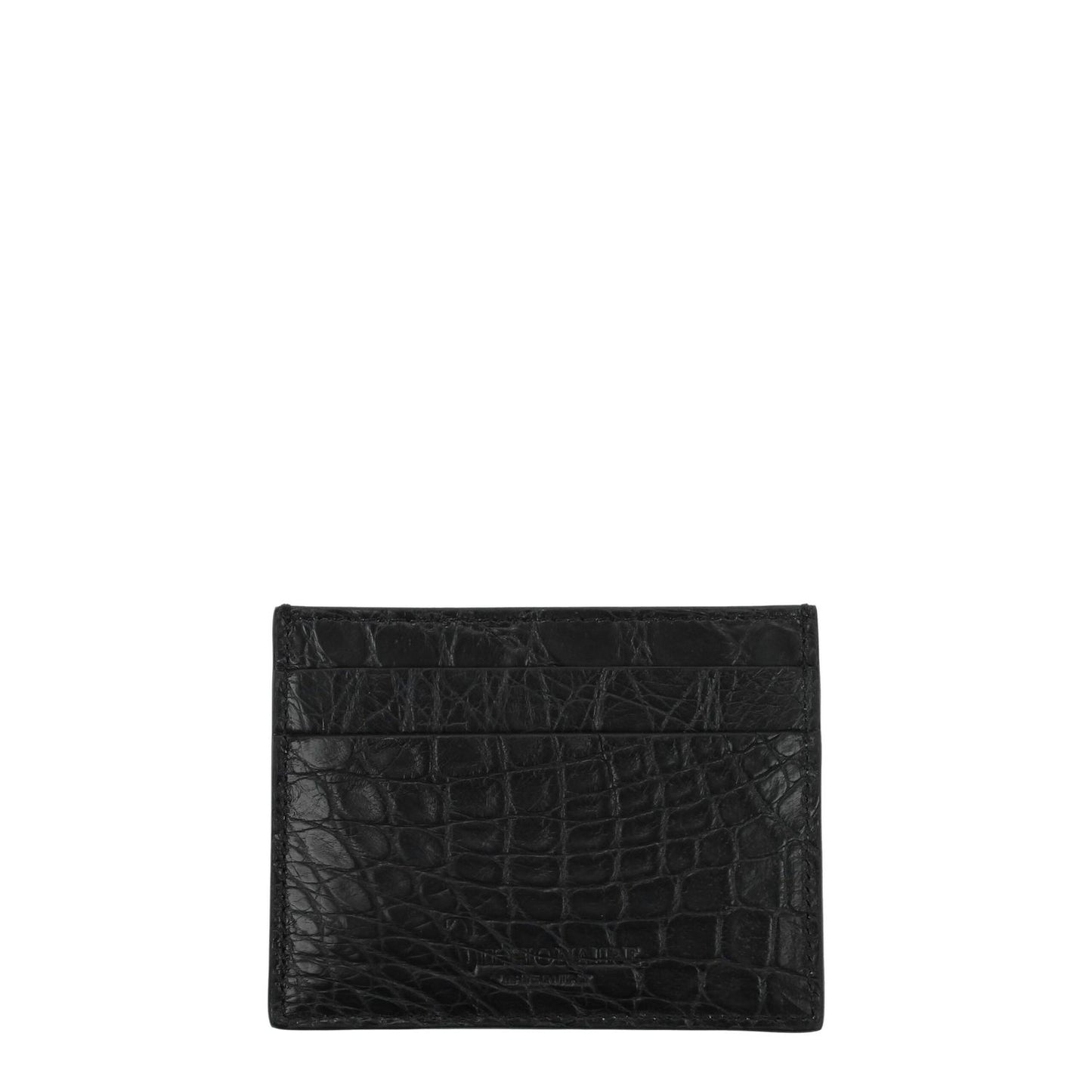 Billionaire Italian Couture Black Crocodile Cardholder with logo and five card slots, caiman crocodilus material, style casual, 8x10.5 cm.
