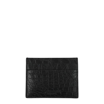 Billionaire Italian Couture Black Crocodile Cardholder with logo and five card slots, caiman crocodilus material, style casual, 8x10.5 cm.