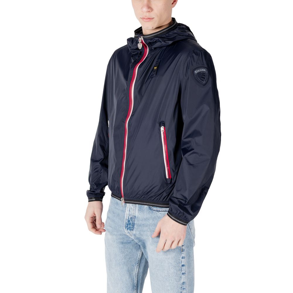 Blauer Blue Polyamide Shell Jacket with front zip closure and side pockets for men's style and functionality