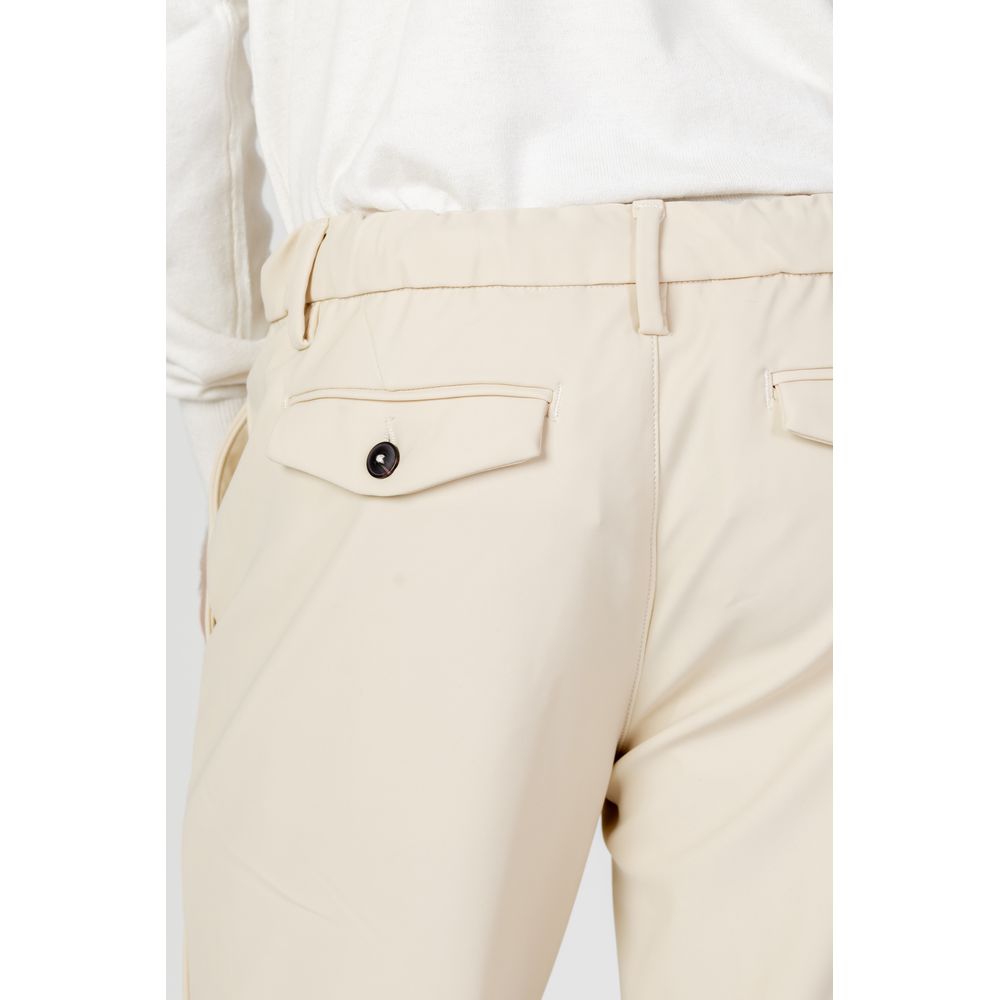 Back view of Borghese Beige Nylon Casual Pants showcasing pocket details and tailored fit.