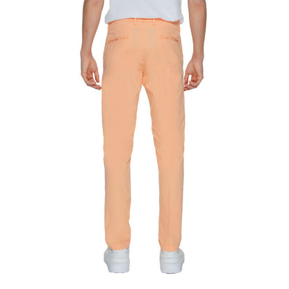 Back view of Borghese Orange Cotton Chino Pants with modern cut and classic design, featuring side and welt back pockets