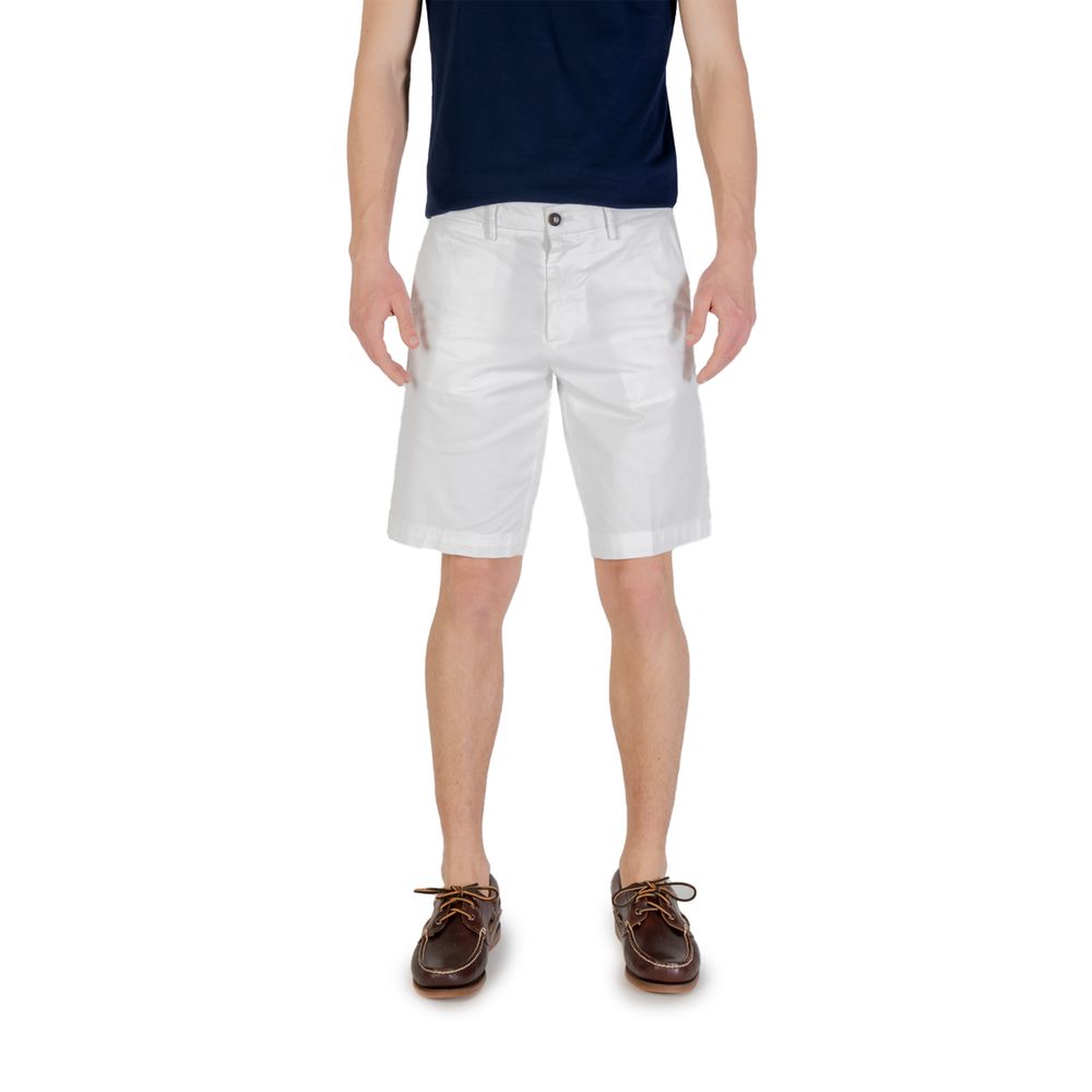 Borghese White Cotton Bermuda Shorts for men, stylish and comfortable summer wear.