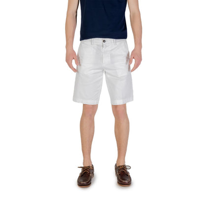 Borghese White Cotton Bermuda Shorts for men, stylish and comfortable summer wear.