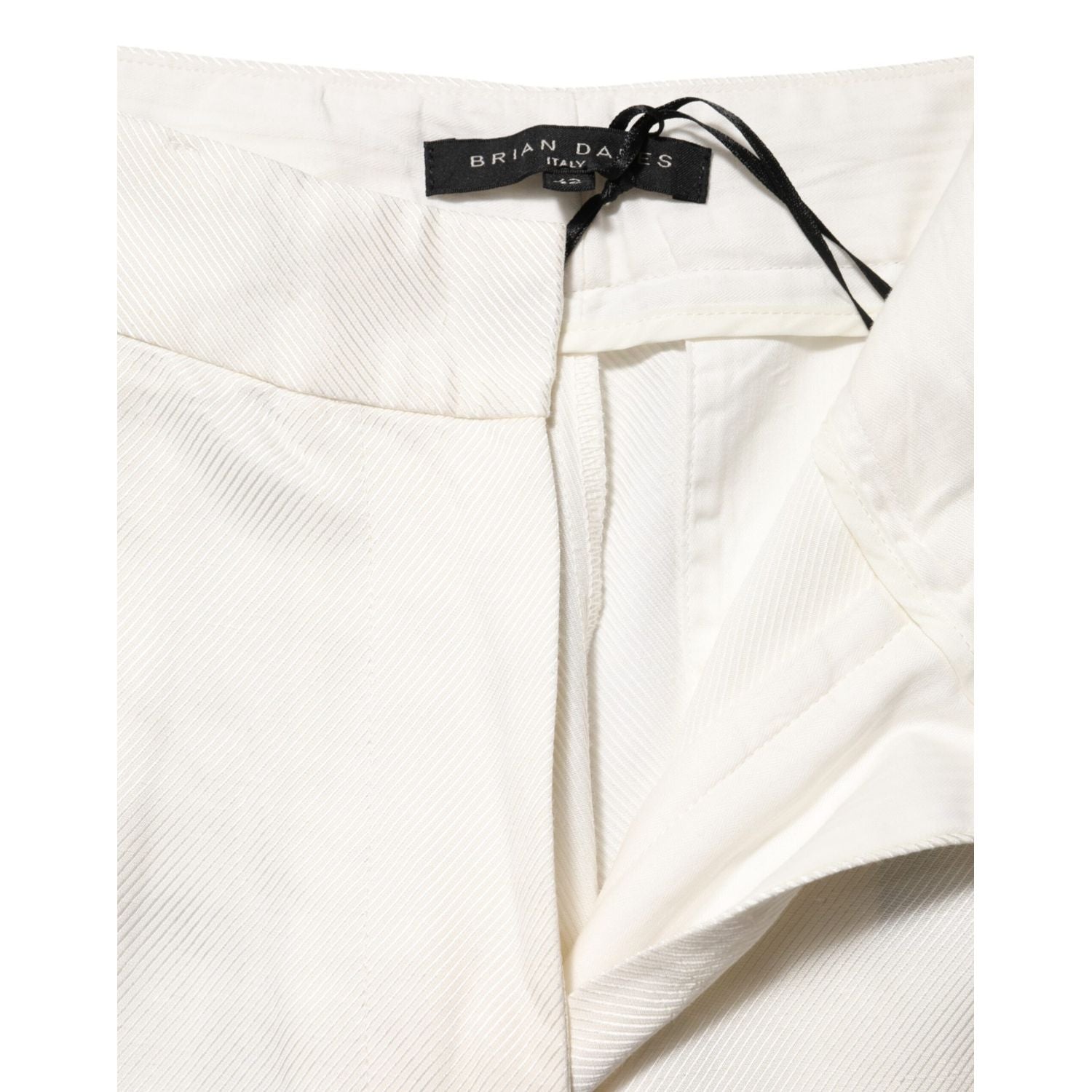 Brian Dales White Viscose Linen Wide Leg Palazzo Womens Pants