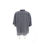 Back view of Brunello Cucinelli Linen Shirt featuring short sleeves, classic collar, and sequins. Ideal for casual elegance. Made in Italy.