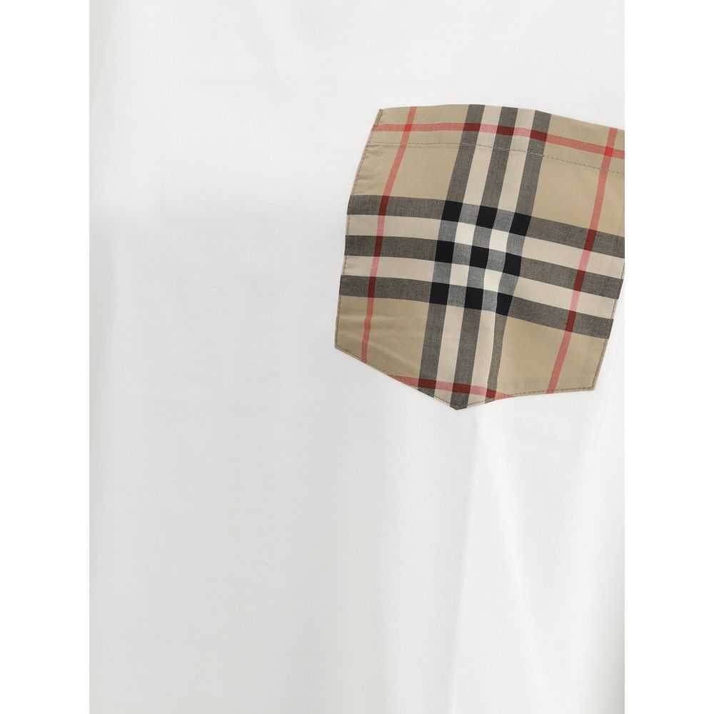 Burberry Archive Check pocket t-shirt with ribbed crew neck and applique pocket featuring classic Archive Check pattern.