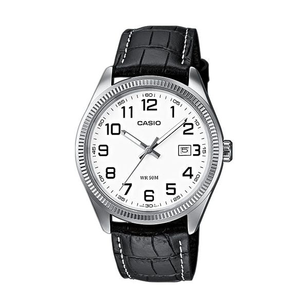 CASIO COLLECTION Mod. DATE.  LEATHER - WHITE. NUMBERS