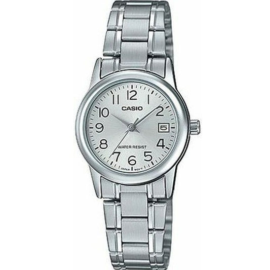 CASIO COLLECTION Mod. LADY DATE - SILVER women's watch with water-resistant stainless steel case and bracelet, quartz movement.