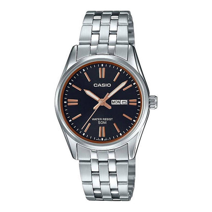 CASIO COLLECTION Mod. LADY DAY & DATE - BLACK. BRONZE INDEXES