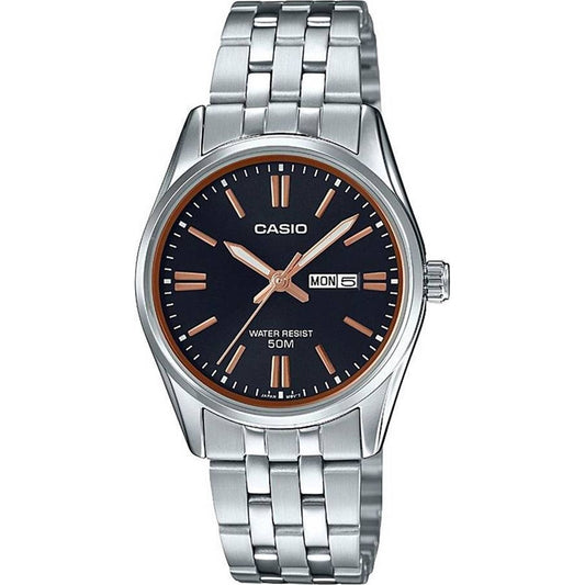 CASIO COLLECTION Mod. LADY DAY & DATE - BLACK. BRONZE INDEXES