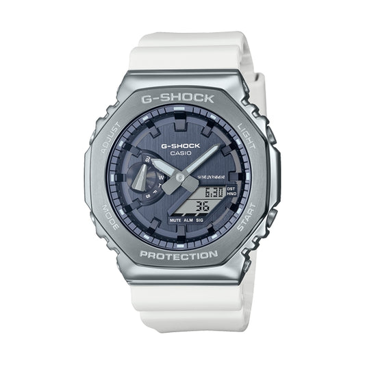 CASIO G-SHOCK Mod. OAK METAL COVERED - PRECIOUS HEART SERIE ***SPECIAL PRICE** quartz wristwatch with white resin strap and multifunction dial