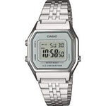 CASIO VINTAGE Mod. ICONIC LADY LIGHT GREY wristwatch with SS bracelet and quartz movement. Unisex resin case, mineral dial.