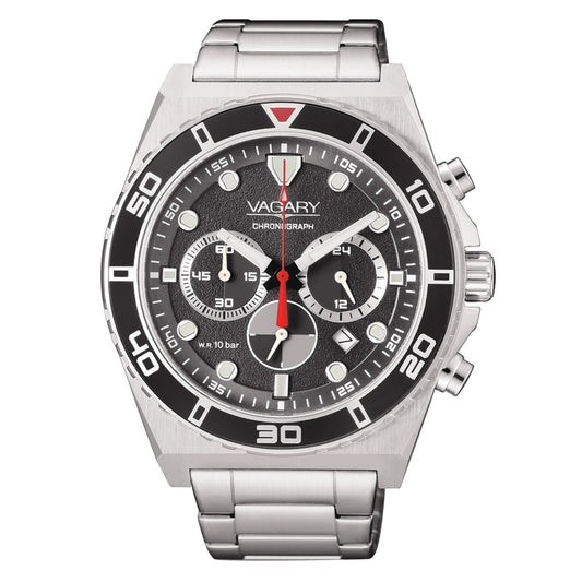 Alt Tag: CITIZEN VAGARY MOD. IV4-713-51 stainless steel chronograph watch with black dial and luminous hands