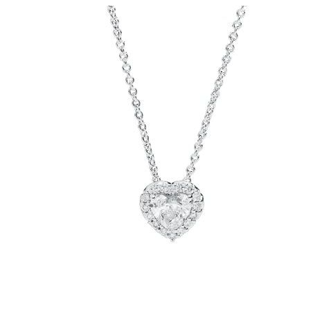Heart-shaped diamond pendant on a silver chain, featuring the luxurious COLLANE RECARLO MOD. P67SC022_039-45 design.