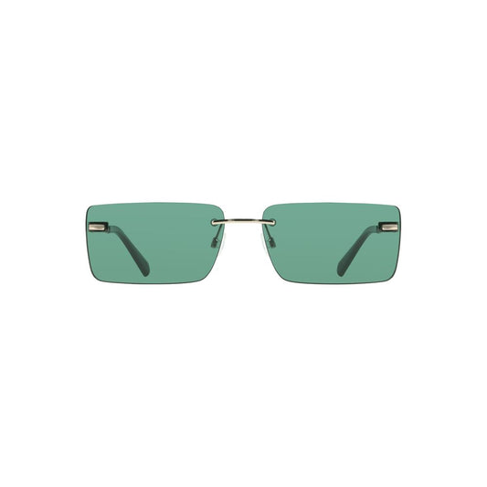 Calvin Klein Green Metal Women Sunglass with bold rectangular lenses and sleek metal frame