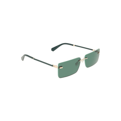 Calvin Klein Green Metal Women Sunglass with sleek rectangular green lenses and metal frame, showcasing style and sophistication.