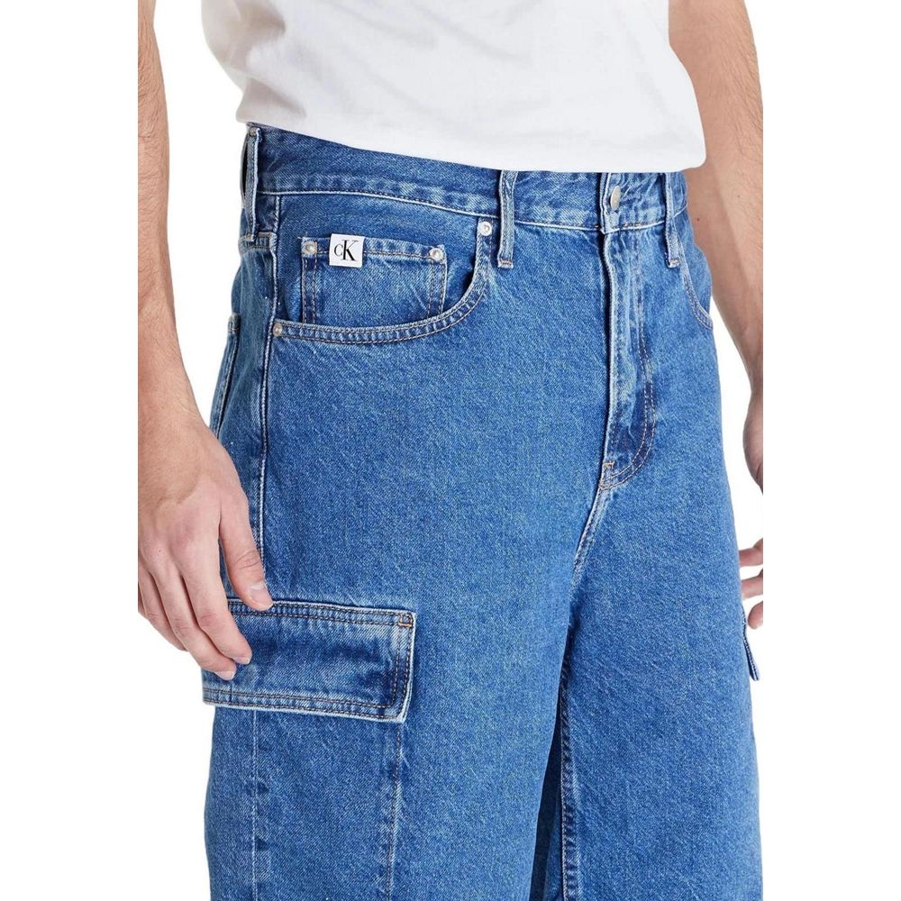 Calvin Klein Jeans Blue Cotton Bermuda shorts for men, spring/summer collection in denim with 80% cotton and 20% recycled cotton
