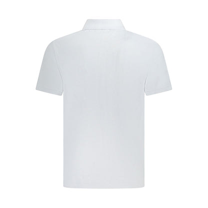 Back view of Calvin Klein Light Blue Cotton Men Polo Shirt highlighting classic fit and elegant style.