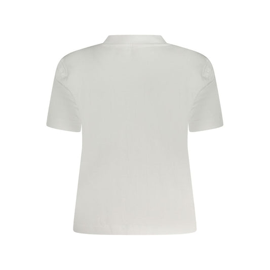 Calvin Klein White Cotton Women T-Shirt back view featuring classic crew neck and logo print, showcasing premium craftsmanship and timeless style.