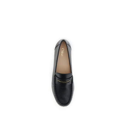 Chloé Black Calf Leather Bos Taurus Slip-On Loafers