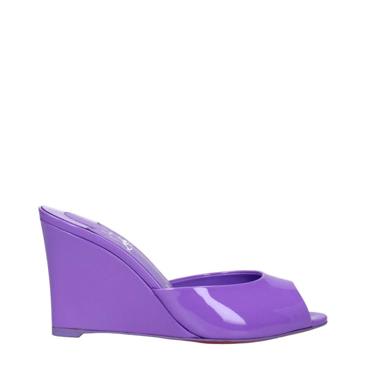 Christian Louboutin Purple Leather Wedge Sandals with open toe and 9.5 cm patent leather wedge, MPN 3230054L300