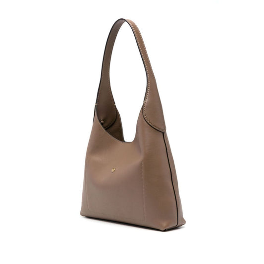 Coach Brooklyn leather hobo bag in light brown calf leather with single shoulder strap and logo details.