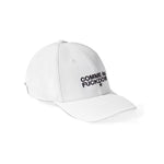 Comme Des Fuckdown White Cotton Hat with logo on front, beak visor design