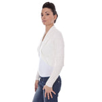 Datch White Wool Sweater with long sleeves, button closure, and logo design