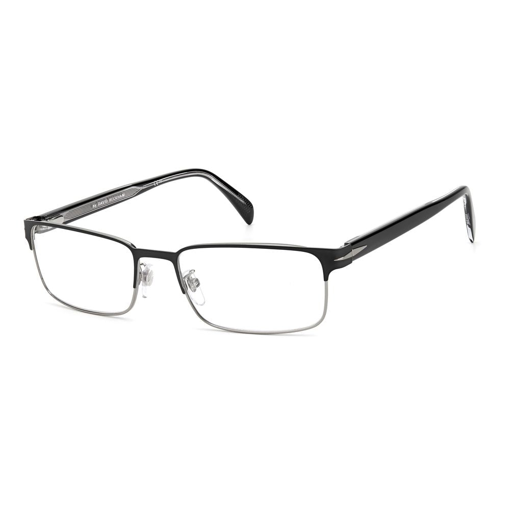 David Beckham Black Metal Frames - rectangular eyeglasses in matte black metal, size 55/19/145 mm, stylish and modern design.