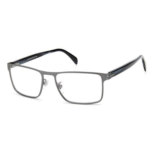 David Beckham Gray Metal Frames with rectangular lenses and sleek design in dark ruthenium finish, perfect for a stylish modern look.