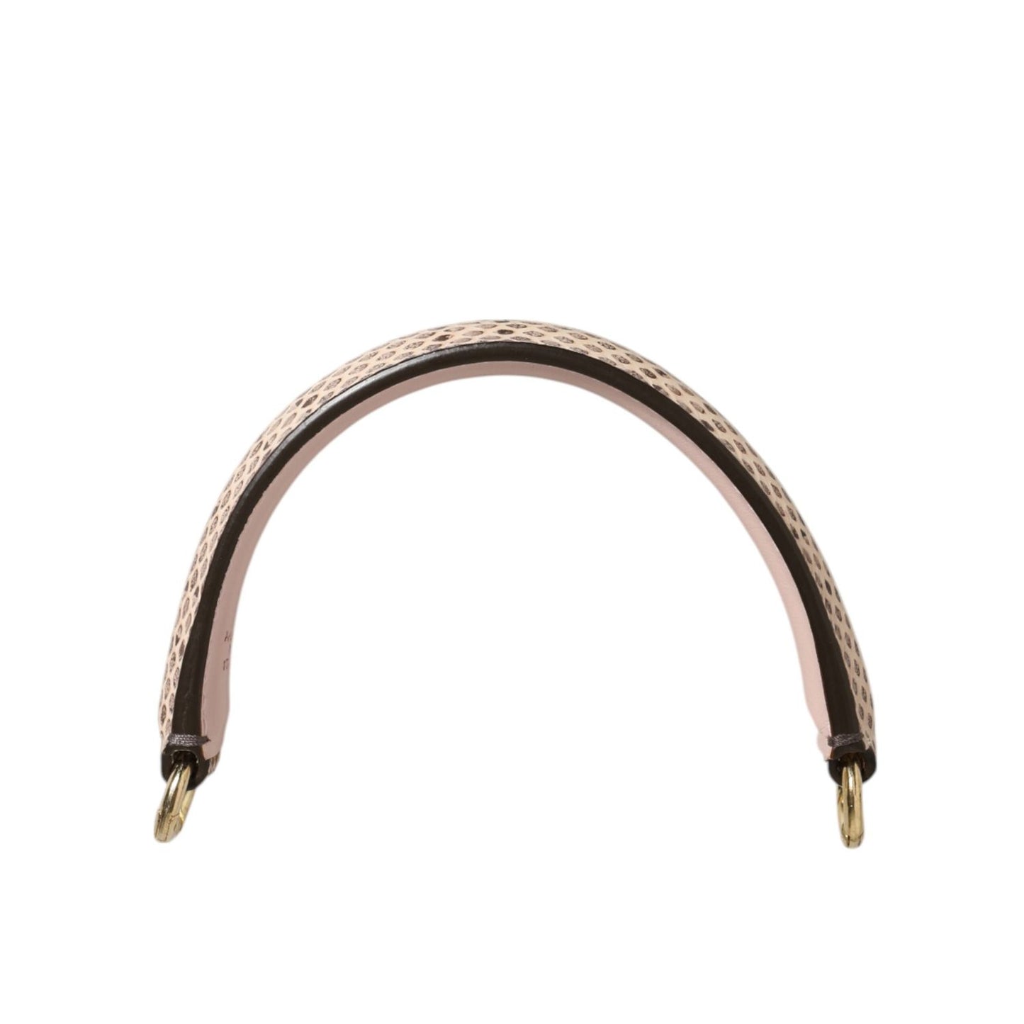 Dolce & Gabbana Beige Brown Snakeskin Leather Gold Ring Shoulder Strap, elegant accessory for handbags.