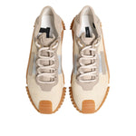 Dolce & Gabbana Beige Lace Up Low Top NS1 Men Sneakers Shoes with rubber sole and logo details.