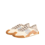 Dolce & Gabbana Beige Lace Up Low Top NS1 Men Sneakers Shoes with rubber sole and logo detail.