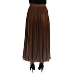 Dolce & Gabbana Beige Longuette Plisse Chiffon Midi Skirt, elegant pleated design, high waist, made in Italy.