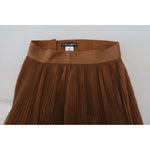 Dolce & Gabbana Beige Longuette Plisse Chiffon Midi Skirt with pleated design and high waist detail